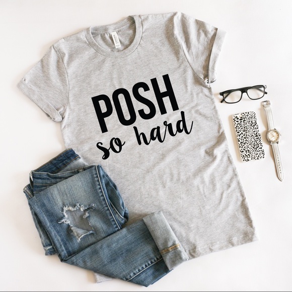 ABBY & GRACE Tops - POSH SO HARD light heather gray tee